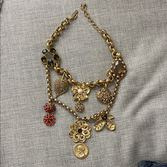 Oscar de la Renta Jewelry - Vintage Oscar de La Renta Gold and Red Charm Necklace